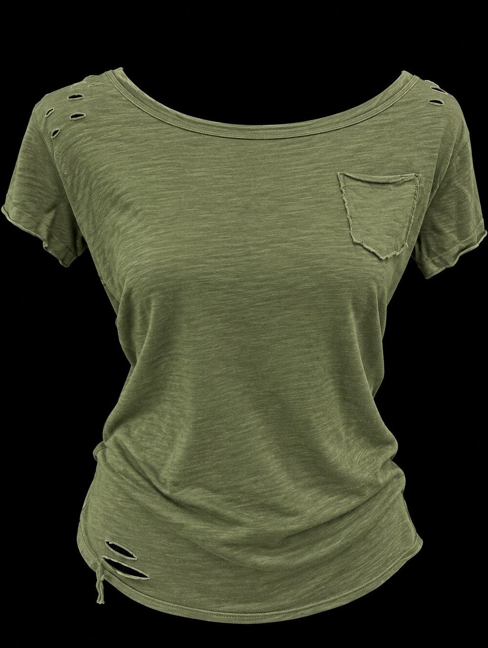 #1941 A Rare Bird Ripped Tattered Tee (Olive)